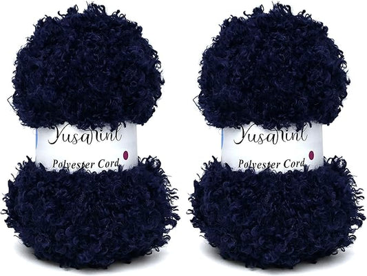 (32 Colors Available) Yusarinl 2 Skeins Teddy Bear Yarn,Fuzzy Yarn for Crochet Polyester Plush Fur for Crafts Fluffy Fuzzy for Knitting(6.7 oz, 80 yds)-Navy Blue