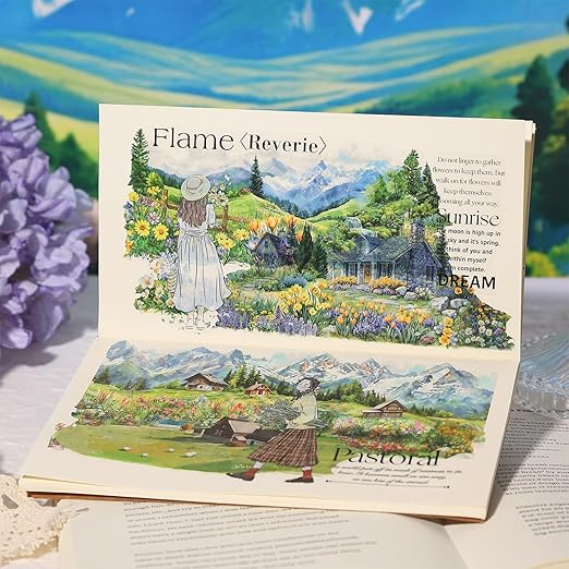 6 Rolls Scenic Landscape PET Tape, Seamless Countryside and Mountain Views Decorative Scrapbook Supplies for Journaling Planners and Creative Crafting
