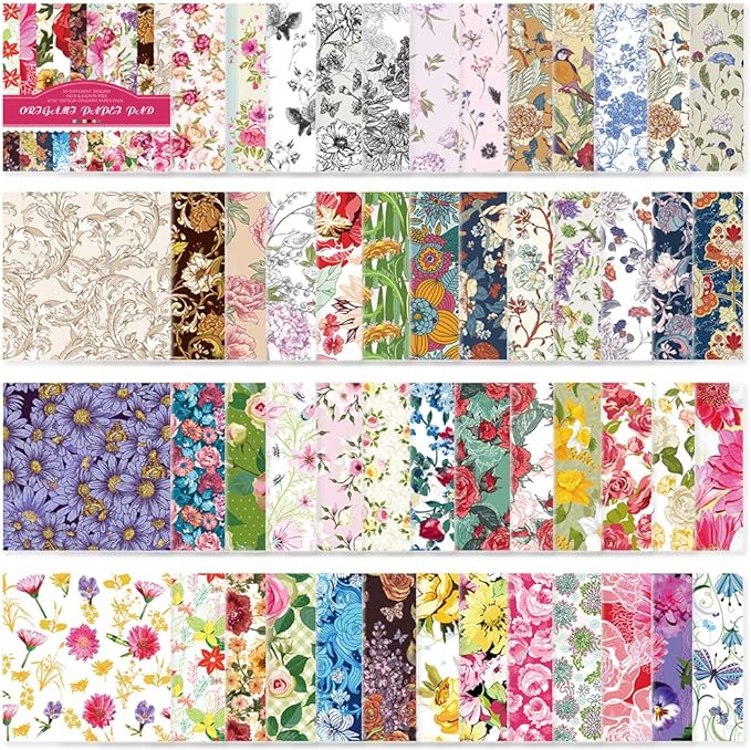 Origami Paper Kit 50 Sheets 70GSM 6 Inch Square Double Sided Color 50 Vivid Japanese Washi Chiyo Colors for Hand Crafts Origami Paper Arts Creativity.Rose