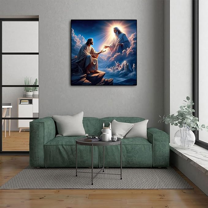 CHWGLFGG Jesus 5D Diamond Art Kits for Adults Beginners,DIY Full Round Drill Diamond Painting Kits Inspiring Faith,Paint by Diamonds Dot Gem Art Crystal God Easy,Home Wall Decor 13.7X 13.7Inch.