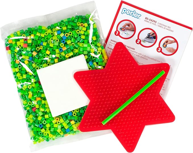 Perler 3D Christmas Tree Fuse Bead Craft Kit, 8.75" x 8" x 2", Multicolor 2004 Piece