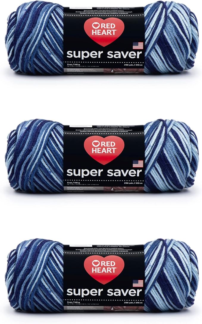 Red Heart Super Saver Yarn, 3 Pack, Shaded Dusk 3 Count