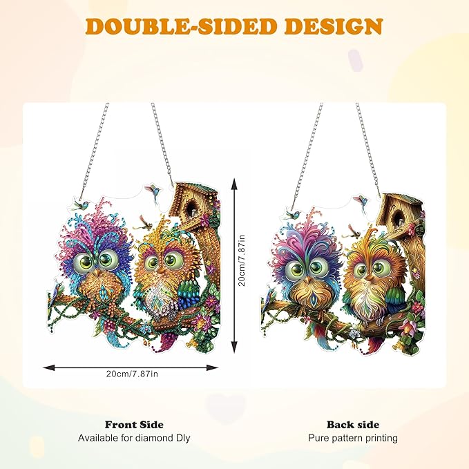 HEIBAGO Bird Diamond Art Hanging Kits for Adults, Diamond Art Suncatchers, 5D Special Shape Diamond Painting Pendant, DIY Window Ornament Gifts for Home Garden Door Wall Decor 8.3 x 8.3 Inch