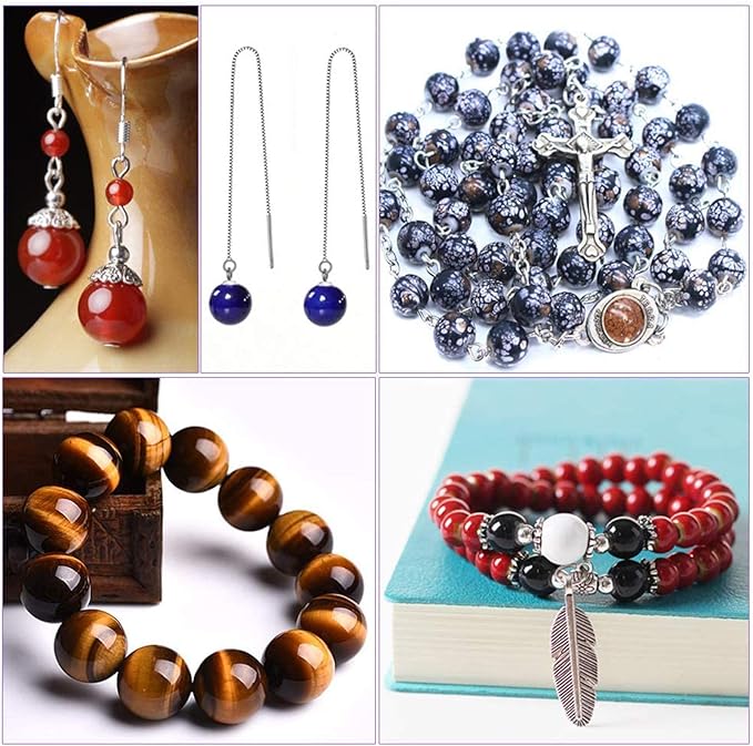 Colle 418Pcs Stone Jewelry Making Kit, Crystal Stone Bracelet Making Kit, Crystal Natural Stone Healing Beads for Jewelry Making, Bracelet Making Kits