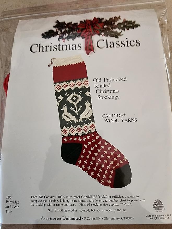 Christmas Stocking Knitting Kit - Partridge and Pear Tree