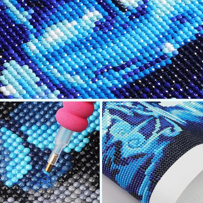 SENQAO Fox Diamond Painting Kits, Fox Diamond Art Kits for Adults, Moon Diamonds Gem Art DIY 5D Full Round Drill Diamond Dots Painting Arts and Crafts Home Wall Decor 12x16inch