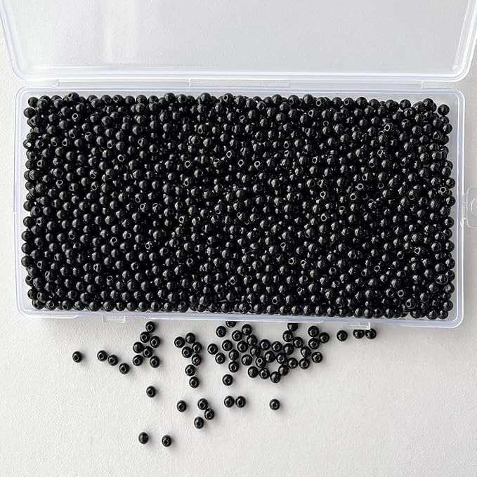 Laopottbeads 2000 Pcs Black 4MM Pearl Beads for Jewelry Making Round Pearl DIY Kit for Bracelets, Earrings, Necklaces & Anklets