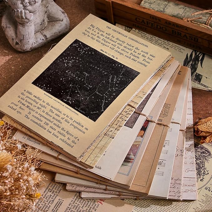 120Pcs Vintage Decor Scrapbook Paper Kit, Rice For Scrapbooking,Junk Journal Supplies, Decoupage paper,Card Making Supplies,And Cottage Core Room Decor DIY Mixed Media Collage Card