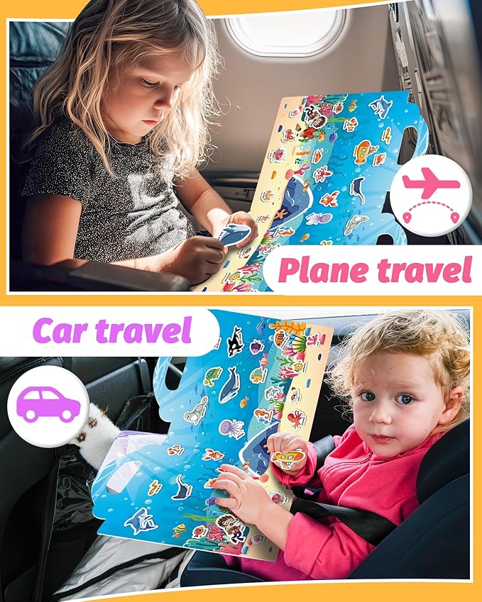 walenced reusable sticker book for toddlers, stickers for kids, toddler craft activities, toddler travel toys ages 3 and up boy girl birthday gifts