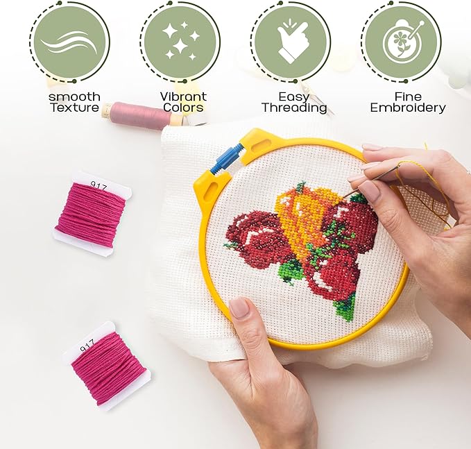 Embroidery Floss Kit and Refills - Cotton Threads - DMC Color Coding for Cross Stitch, String Crafts, Friendship Bracelets