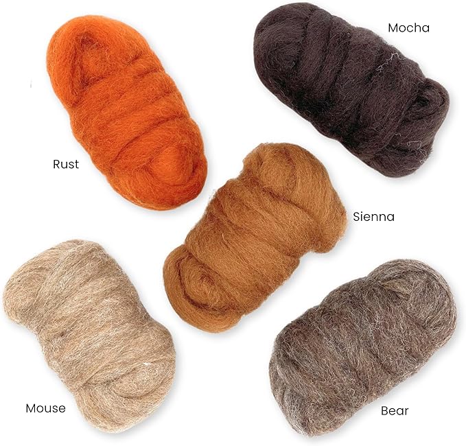 Corriedale Carded Sliver Wool Roving Variety Bundle | Best Core Wool for Needle Felting, Spinning, Wet Felting, Weaving, Dryer Balls, Yarn Roving - Ethically Sourced (Autumn Harvest)