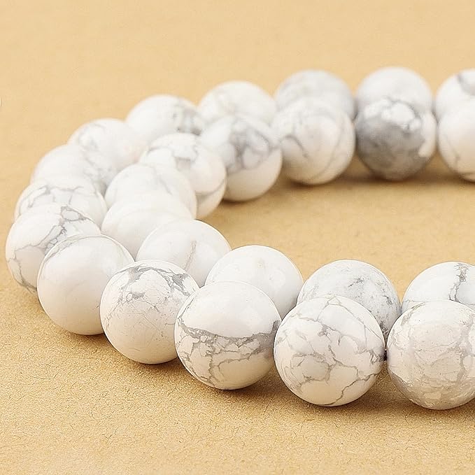 Natural Stone Beads for Jewelry Making - 6mm Gemstone Round Beads for Bracelets(58-62pcs, Howlite)