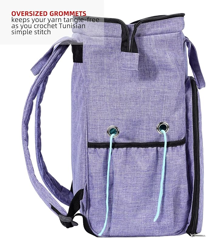 HOMEST Crochet Bag Organizer, Large Capacity Yarn Storage, Knitting Bag for Carrying Projects, Crocheting Hooks, Suppliers, Needles and Accessories, Purple