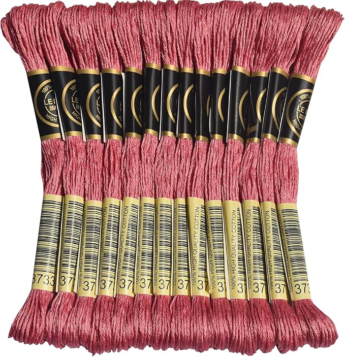 LE PAON Embroidery Floss, 14-Pack Six Strands 100% Long Staple Cotton Embroidery Thread, 8.7-Yard，Color Number：3733,Dusty Rose