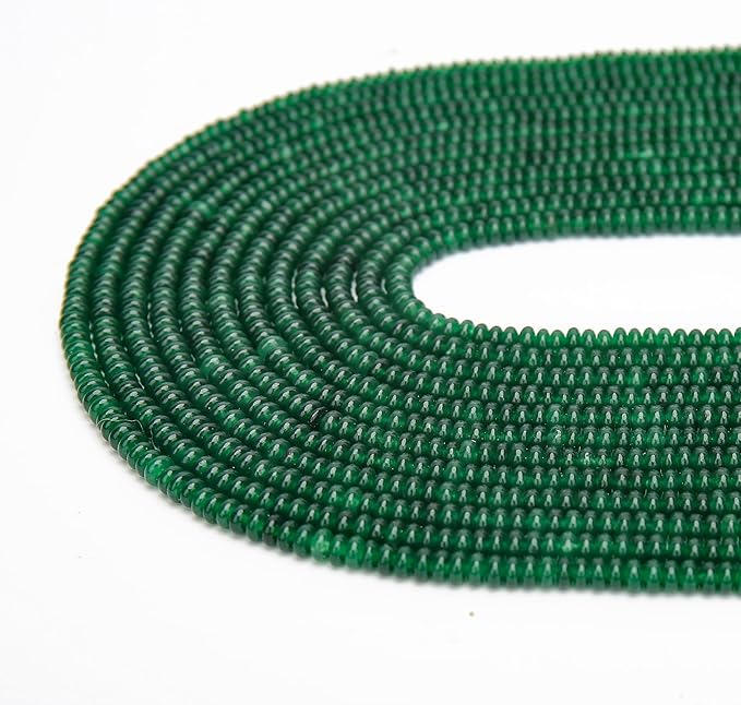 2 Strands (300PCs) Green Jade Rondelle Beads, 2 * 4mm Gemstone Loose Spacer Abacus Disk Beads for DIY Bracelet Necklace Earrings Jewelry Making, Craft Supplies Beading Kit