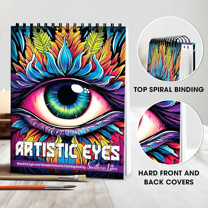 southern lotus artistic eyes spiral coloring book for adults women teens to relax stress relief