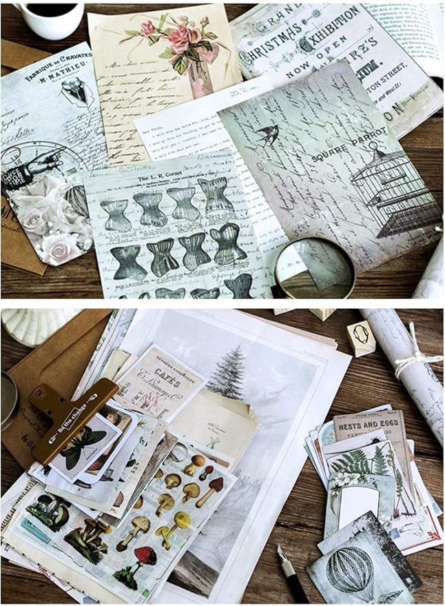 Scrapbook Embellishments: Vintage Ephemera Elements for Decoupage, Journaling, Notebooks, or Scrapbook Projects, Artsy Antique Paper Supplies, Old-Time Memorial Journal Kit (Renaissance)