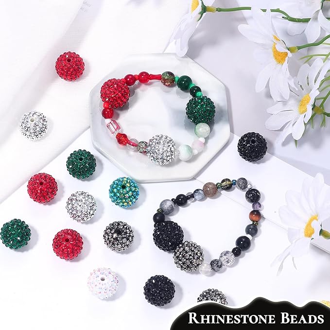 108pcs 20mm Rhinestone Beads for Pens, 36 Colors DIY Round Crystal DIY Disco Ball Resin Rhinestone Chunky Spacer Beads, Jewelry Making, Bracelets, Necklace