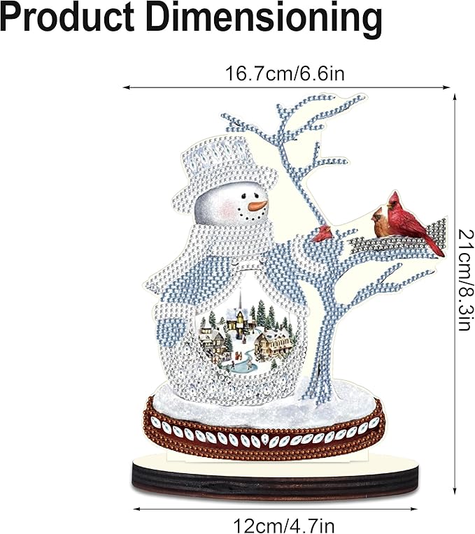 MVVMTOP Christmas Diamond Art Table Decoration, DIY Snowman and Bird, 5D Special Shape Crystal Diamond Partial Art Painting Mosaic Handicraft, Home Office Tabletop Decor Gift