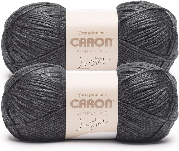 Caron Simply Me Luster Obsidian Yarn - 2 Pack of 170g/6oz - 65% Nylon, 35% Acrylic - #4 Worsted (Medium) - 360 Yards - Knitting/Crochet