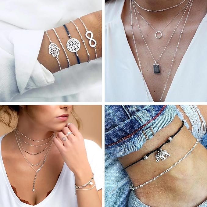 Sparkeads 5M Silver Chain for Jewelry Making,Stainless Steel Chain,Silver Link Necklaces for Women,Cable Chain Bracelet Chains for Bracelet DIY Earring Craft Supplies Jewelry Making,1.8-2.6x0.5mm