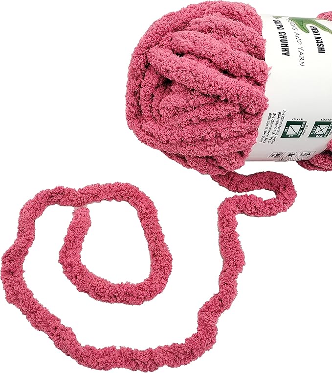 DDL&HEXI 2 Park Super Chenille Chunky Yarn,Blanket Making Kit,Jumbo Knitting Yarn 2x8oz 226g per Bag (Pink)