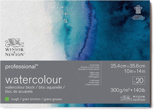 Winsor & Newton Professional Watercolor Paper Block, 10" x 14", Rough
