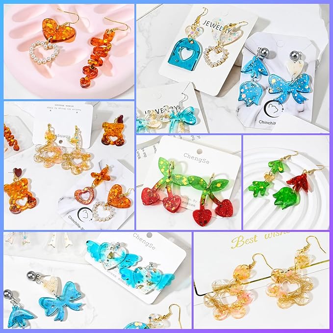 104Pcs Resin Molds Set for Women, Cute Designs with Accessories, Silicone Jewelry Molds for Resin Epoxy Keychain Earring Pendant Crafts Making