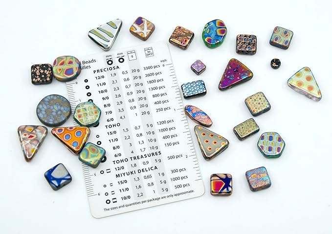 0.8 oz (25g) Mix of Unique Czech Bohemia Glass Pressed Beads with Various Patterns, Matte and Glossy, Hand Made BCV