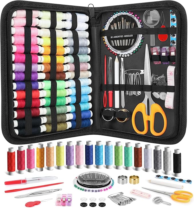 Coquimbo Sewing Kit Travel for Adults, 160 Pieces Sewing Supplies with Scissors, Thread, Needles, Christmas Mothers Day Gifts for Mom Grandma Women