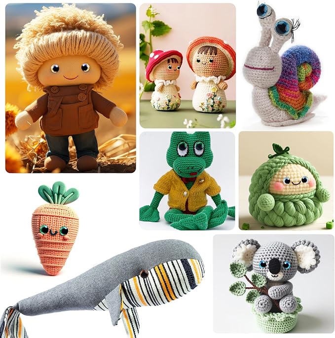 TOAOB 48 Set Safety Eyes Glitter Plastic for Amigurumis 16mm 18mm 25mm Round Craft Crochet Doll Eyes with Washers 8 Colors for DIY Puppet Stuffed Animals Making
