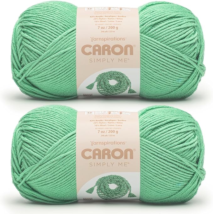 Caron Simply Me Malachite Yarn - 2 Pack of 200g / 7oz - 62% Acrylic 20% Nylon 18% Wool - #5 Bulky - 246Yards - Knitting/Crochet