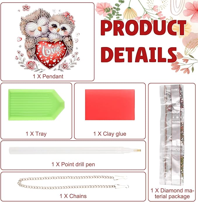 DOMROM Owl Diamond Art Hanging Kits for Adults Beginners, Special Shaped Crystal Diamond Painting Owl Pendant, DIY Diamond Art Suncatchers Animal for Home Garden Wall Decor Gift