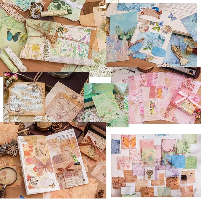 400 PCS Vintage Scrapbook Paper DIY Journaling Supplies Decorative Paper Aesthetic Stationery Scrapbooking Paper or Journals Junk Journal Planners Picture Frames Album Crafts