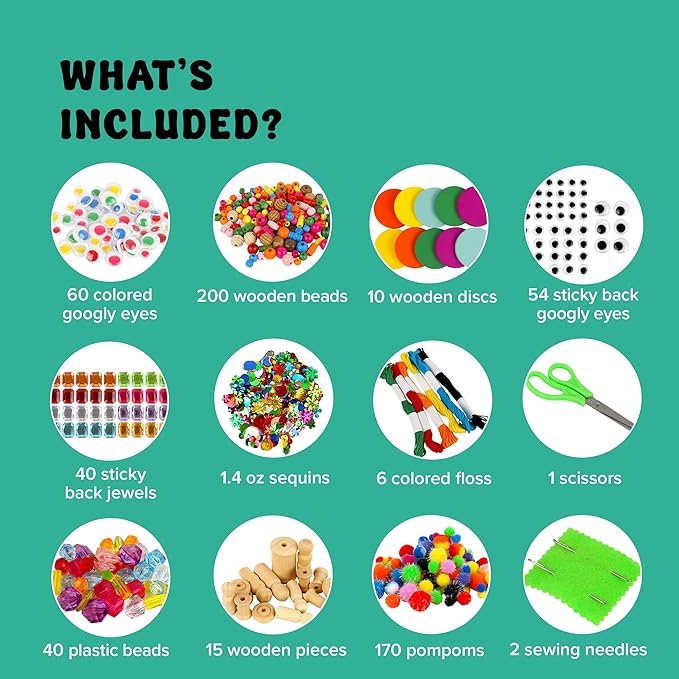 kid made modern arts and craft kit – a diy 3.8 pounds of hobby craft supplies & materials box for creative art projects for kids age 4 5 6 7 8 9 10 11 & 12 year old girls & boys