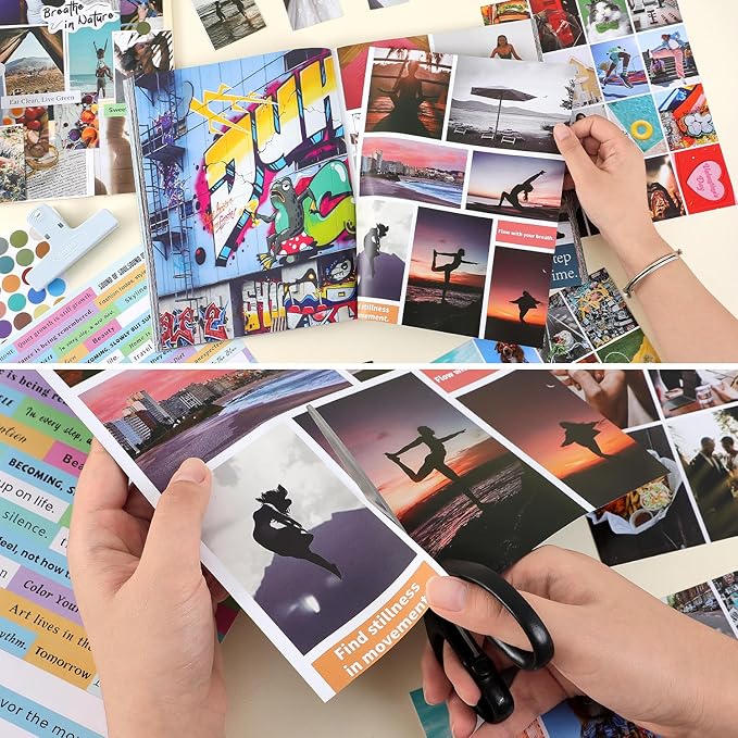 emmoolife Vision Board Book for Black Women, Vision Board Kit 1400+ Inspirational Pictures Quotes & Stickers, Magazine for Vision Board & Collage Book, Realize Dreams & Create Life Goals