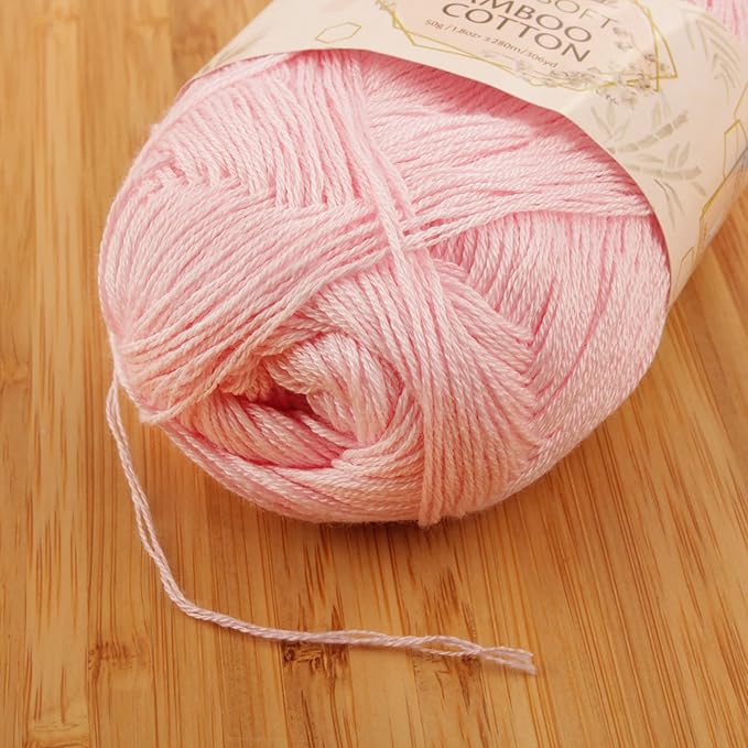 JubileeYarn Baby Soft Bamboo Cotton Yarn - 50g/Skein - Primrose Pink - 4 Skeins