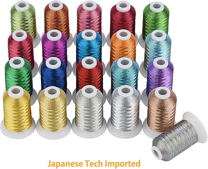 Simthread Best 21 Colors Metallic Embroidery Machine Thread Kit 500M(550Y) for Computerized Embroidery and Decorative Sewing