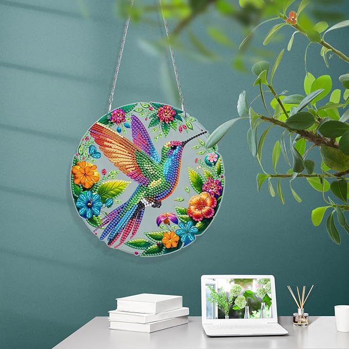 MaiYiYi 3 PCS Diamond Painting Ornaments Colorful Bird Special Crystal Gem Craft Painting Set Bird Diamond Art Ornaments for Adult Home Wall Window Art Decor (12.99X7.67 inch)