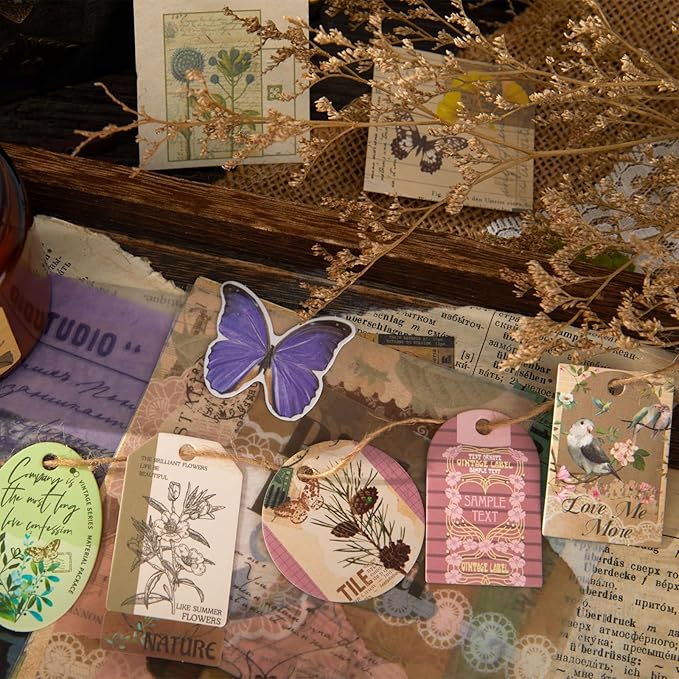 Flartmo 288 Pcs Complete Scrapbook Supplies Kit, Vintage Scrapbook Paper & Nature Animal Stickers, Junk Journal Scrapbooking Supplies Kit for Journaling, Scrapbooking Embellishments, Planner, Card