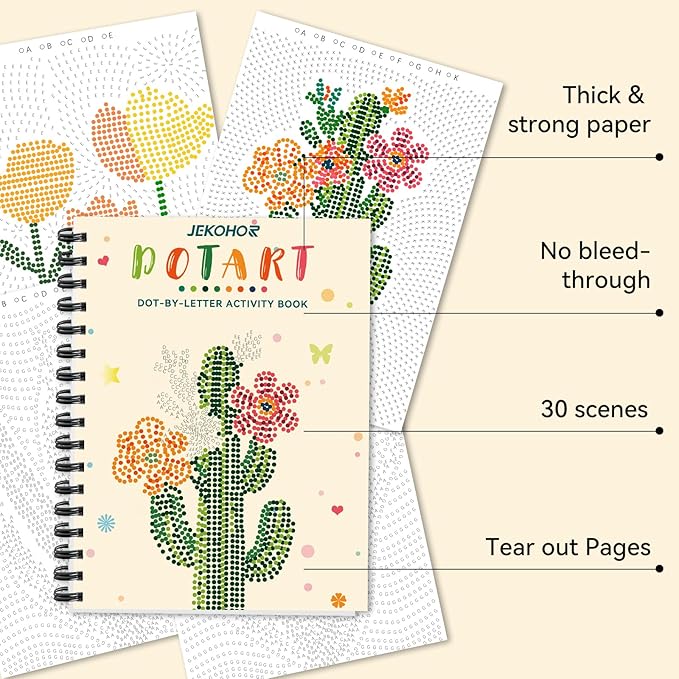 Dot Art for Adults-Coloring Book with 30 Patterns for Relaxation and Stress Relief- Dot-by-Letter-Art Meditations,Adult Coloring Books,Activity Book for Adults,Womens,Teens(Not Including Marker)