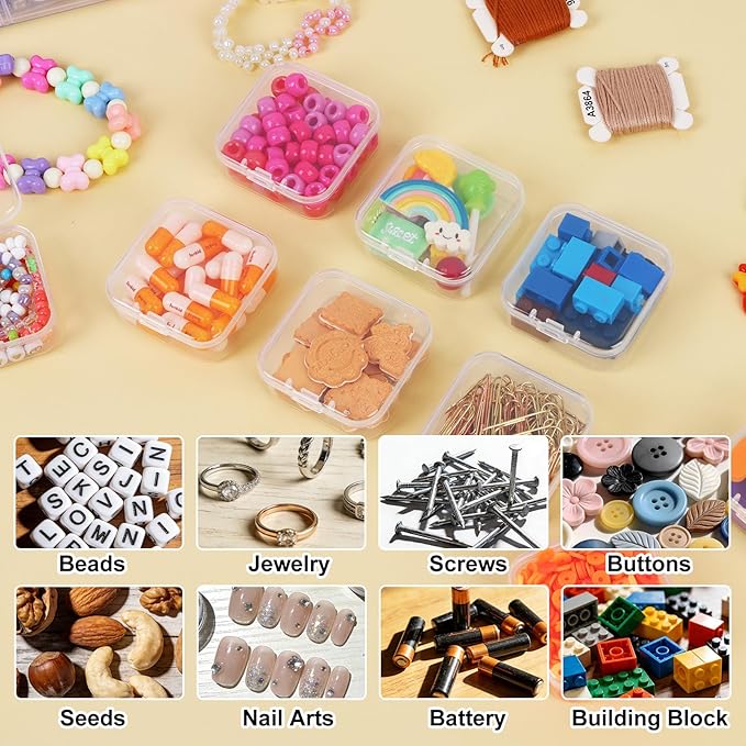 SGHUO Bead Organizer Box, 84 pcs Small Organizers, 3-Tier Stackable Storage Container Box for Art Craft Storage, Washi Tape, Kids Toys, Jewelry, Beauty & Sewing Supplies