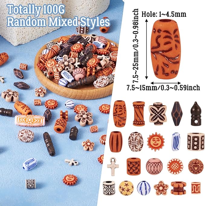 Cheriswelry Assorted Vintage Acrylic Beads (100G) - Round, Heart, Flower, Drop, Oval Shapes - Loose Beads for Jewelry Making