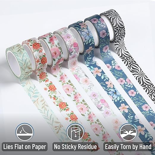 Mr. Pen- Washi Tape Set, 21 Rolls, Assorted Size, Floral Vintage, Washi Tape for Journaling