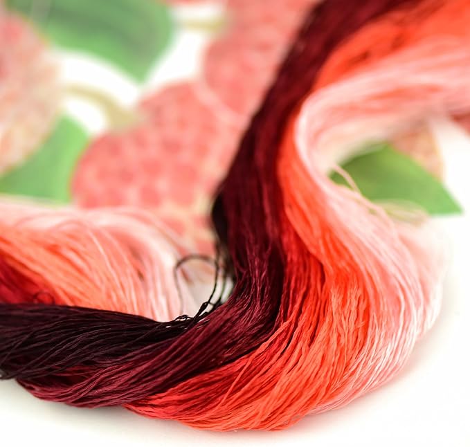 Natural Silk Thread – 13 Colors, 110m Each, Handmade Silk Embroidery Floss for Hand Embroidery, Cross-Stitch, and Needlework Projects