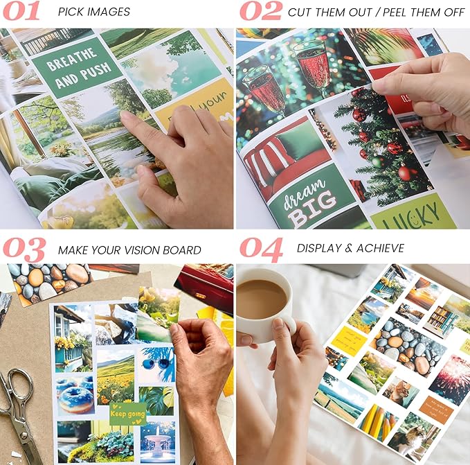 Sawnfay Vision Board Book - 2026 Vision Board Sticker Book, with Motivational Images & Quotes, Vision Board Kit & Supplies for Women
