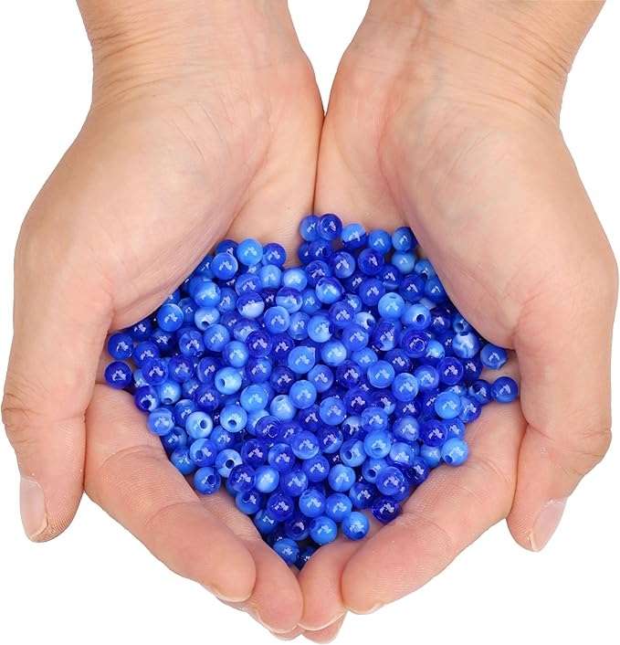 bonny boxx 1000pcs 6mm sapphire jade round beads, smooth acrylic balls, plastic resin gumball bubblegum chunky beads for necklace & bracelet making, crafting supplies