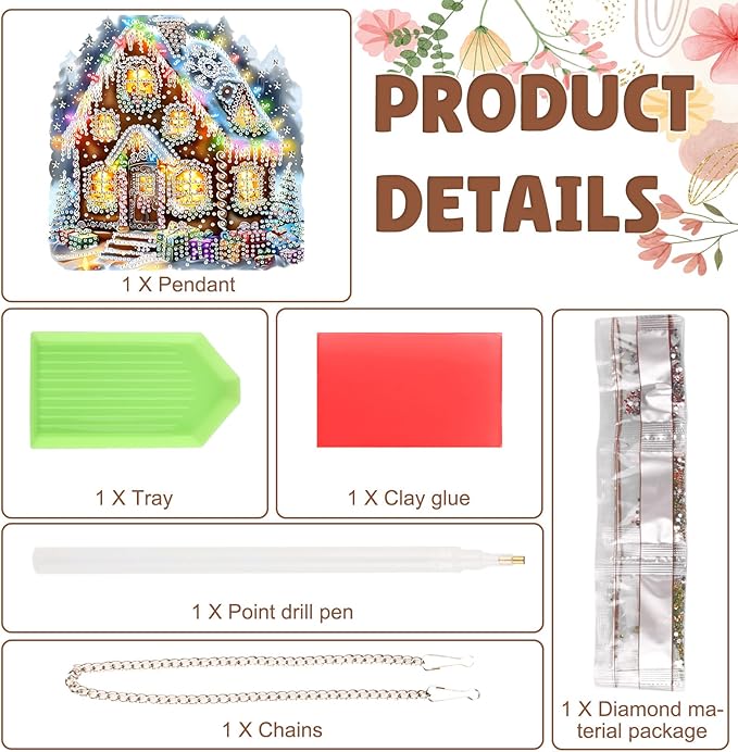 DOMROM House Diamond Art Hanging Kits for Adults Beginners, Special Shaped Crystal Diamond Painting House Pendant, DIY Diamond Art Suncatchers Christmas for Home Garden Wall Decor Gift