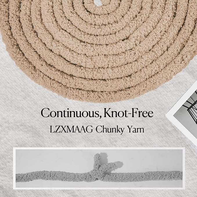 Chunky Yarn for Hand Knitting and Blankets – Super Soft Jumbo Chenille Yarn Pack for Crocheting, Bulky DIY Projects, 8 Skeins(Khaki)