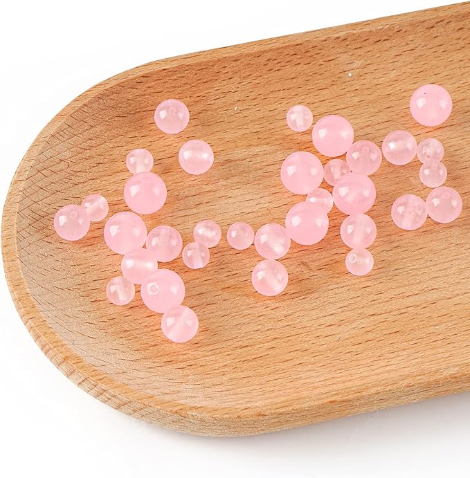 8mm Natural Rose Chalcedony Round Bead - 45PCS Bulk Gemstone Beads for Jewelry Making, DIY Bracelets, Necklaces - Includes Crystal Stretch Cord - Stone Beads for Crafting Gifts